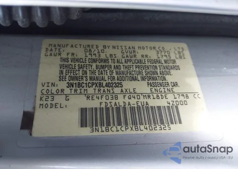 2011 Nissan Versa 1.8S z USA, uszkodzony, nr VIN 3N1BC1CPXBL402325